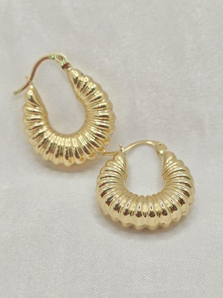 14K INFLATED SHELL DESING HOOPS EARRINGS – JY Jewelry Wholesale