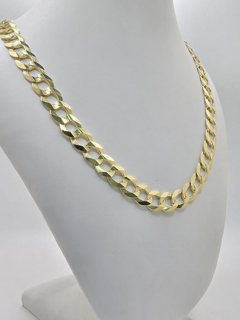 10K SOLID CUBAN CURB FLAT CHAIN – 24" 9.5MM – JY Jewelry Wholesale