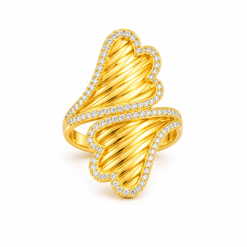 14K MODERN CZ DETAIL RING – 8 – JY Jewelry Wholesale