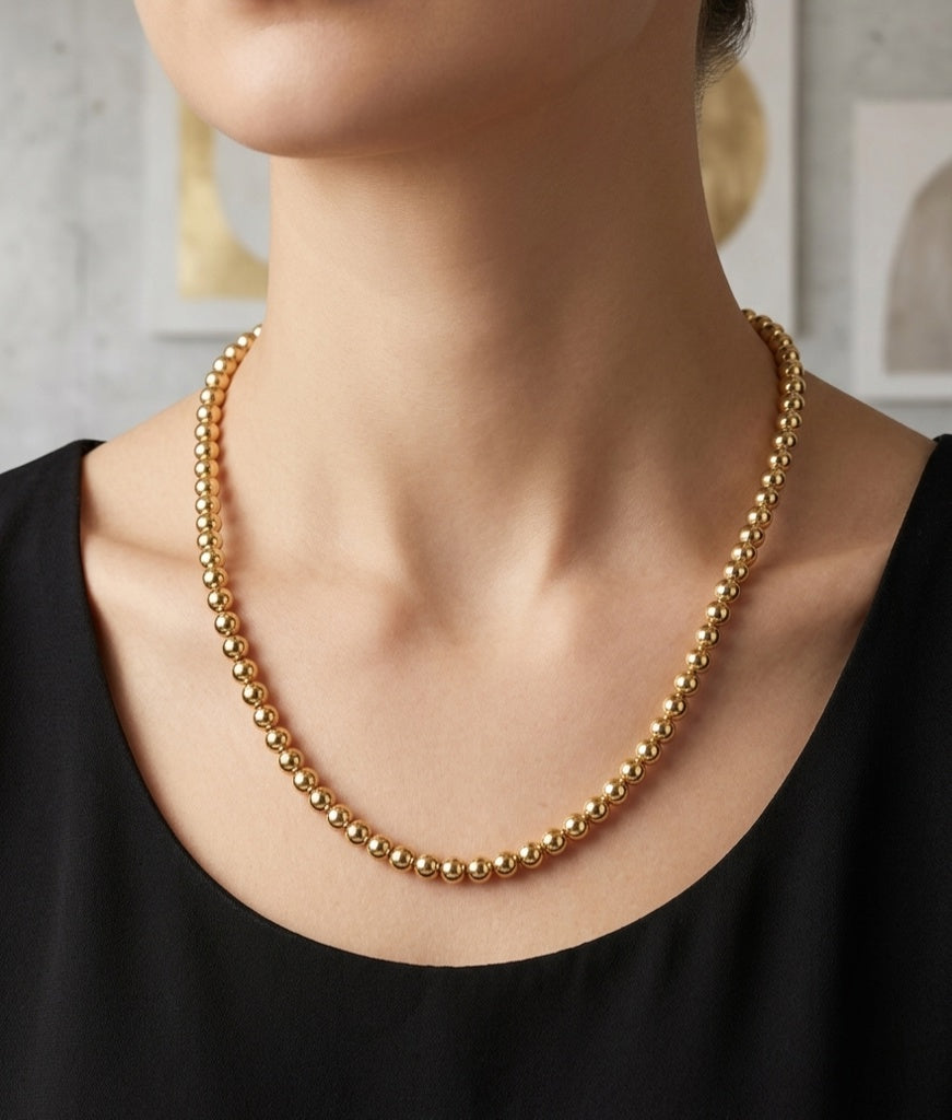 10K BALLS NECKLACE – 5MM 18" – JY Jewelry Wholesale