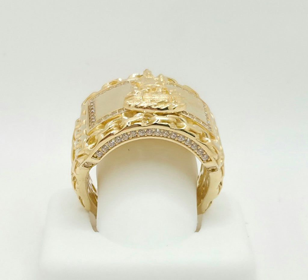 10K CHINO LINK DETAIL RECTANGULAR CARIDAD RING – 11 & 12 – JY Jewelry Wholesale