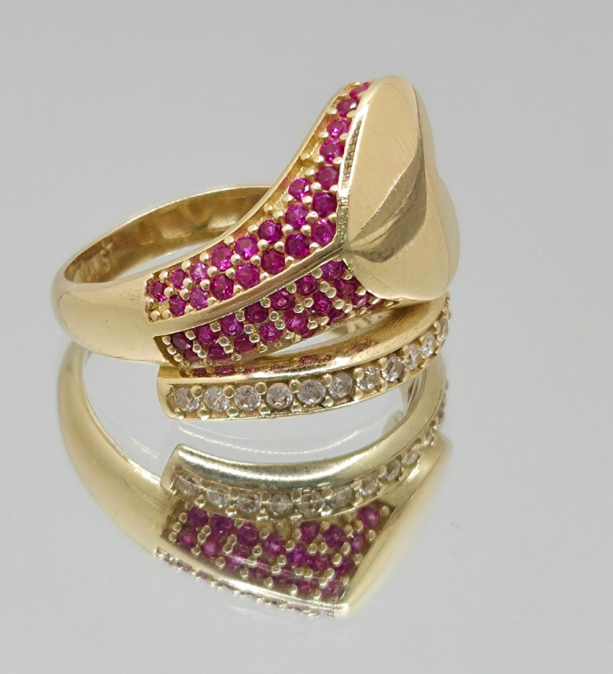 14K MODERN CZ PINK HEART RING – 8 – JY Jewelry Wholesale