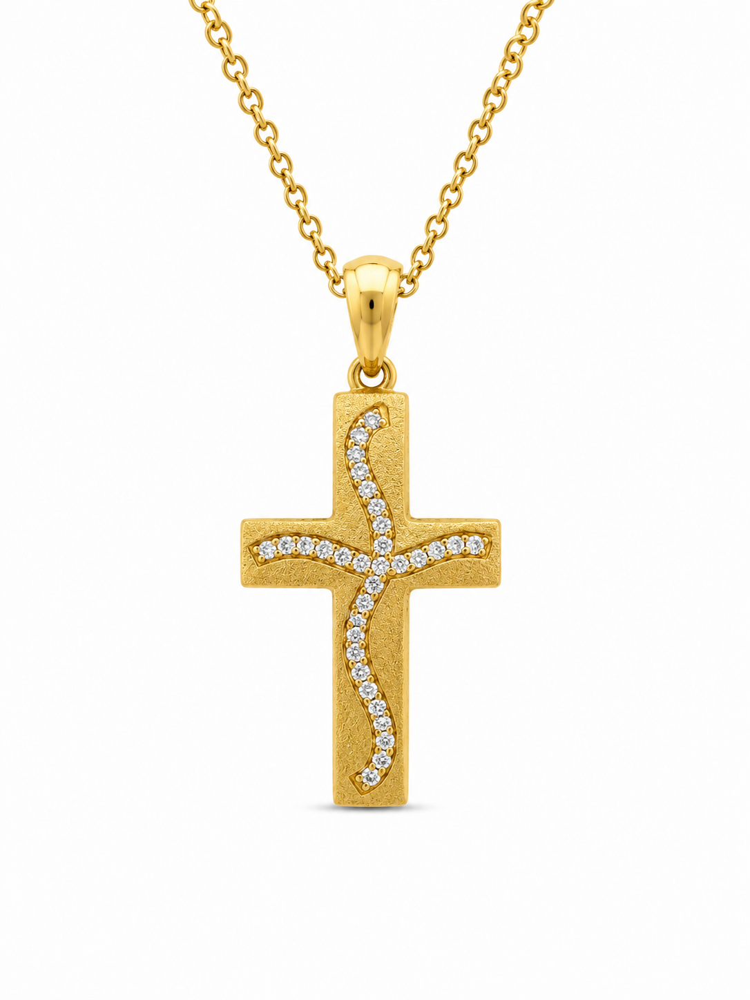 14K CZ DETAILS SQUARE CROSS PENDANT – JY Jewelry Wholesale