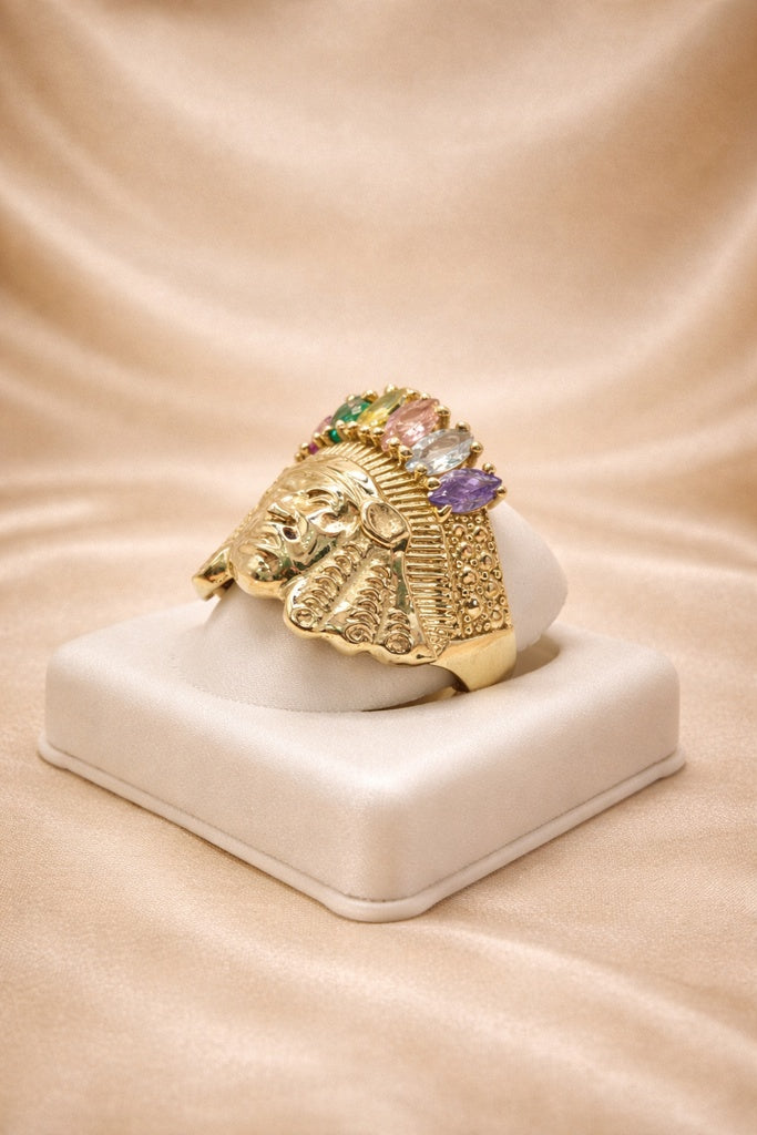 10K COLORS CZ DETAIL NATIVE INDIAN RING – 8.5 – JY Jewelry Wholesale
