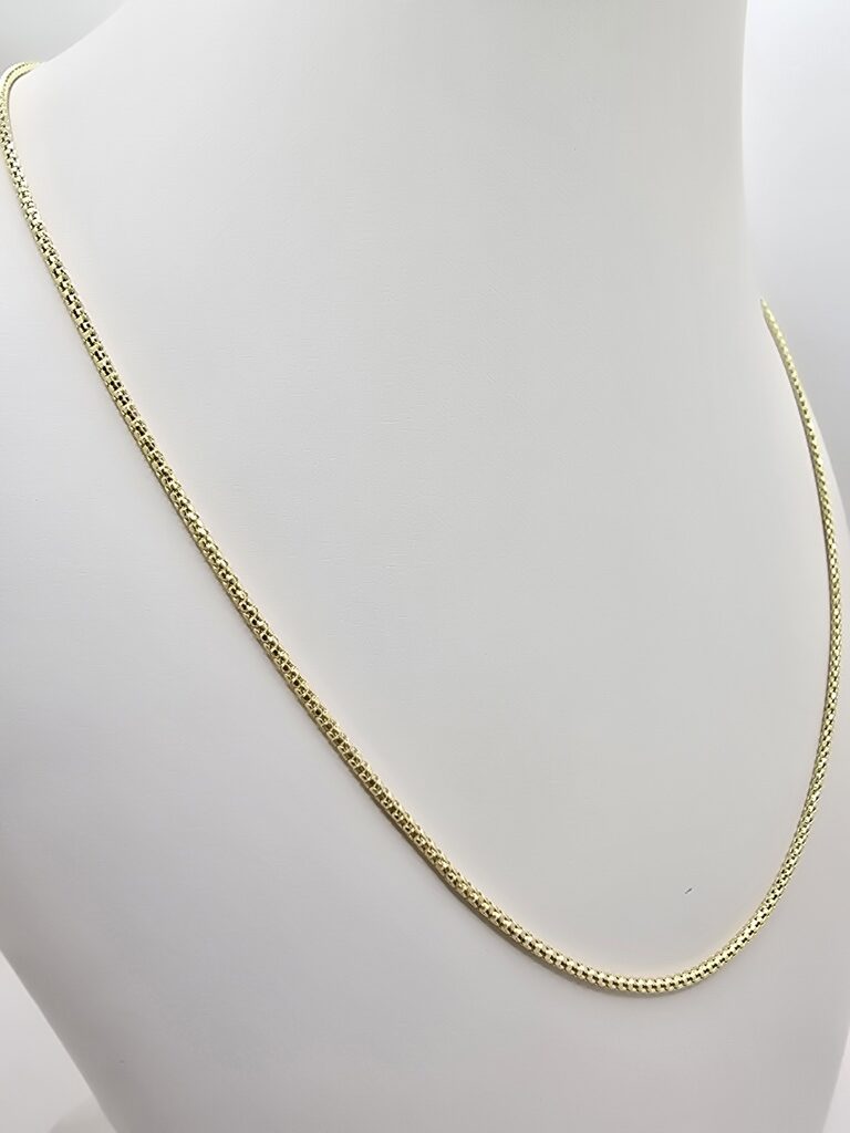 10K POP CORN CHAIN – 24" 1.5MM – JY Jewelry Wholesale
