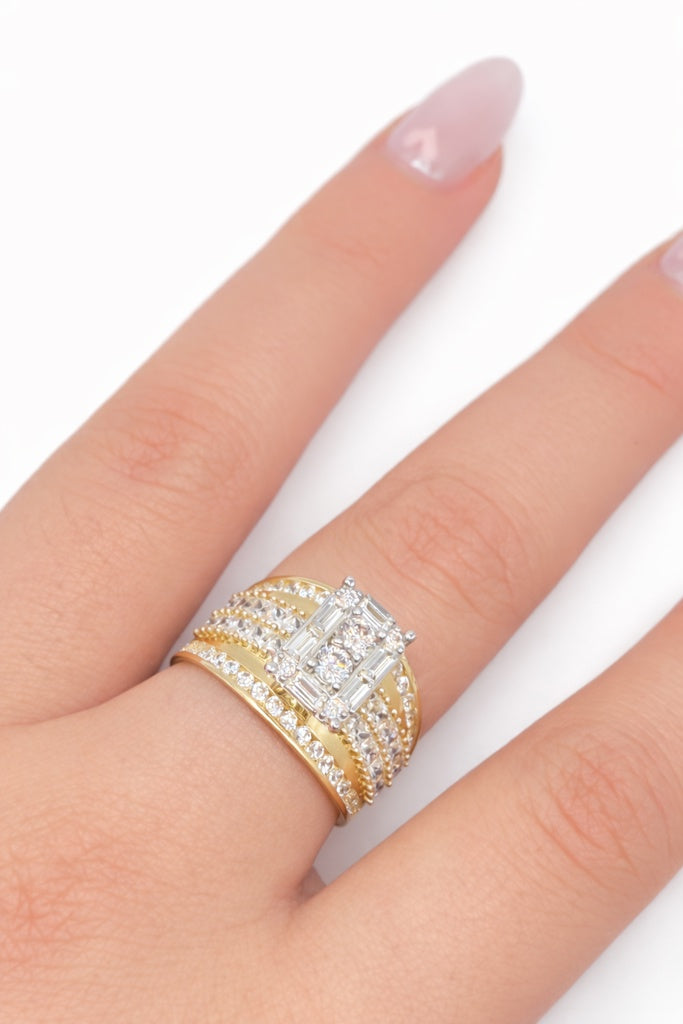 10K ELEGANT CZ & BAGUETTE RECTANGULAR PROMISE RING – 7 & 9 – JY Jewelry Wholesale