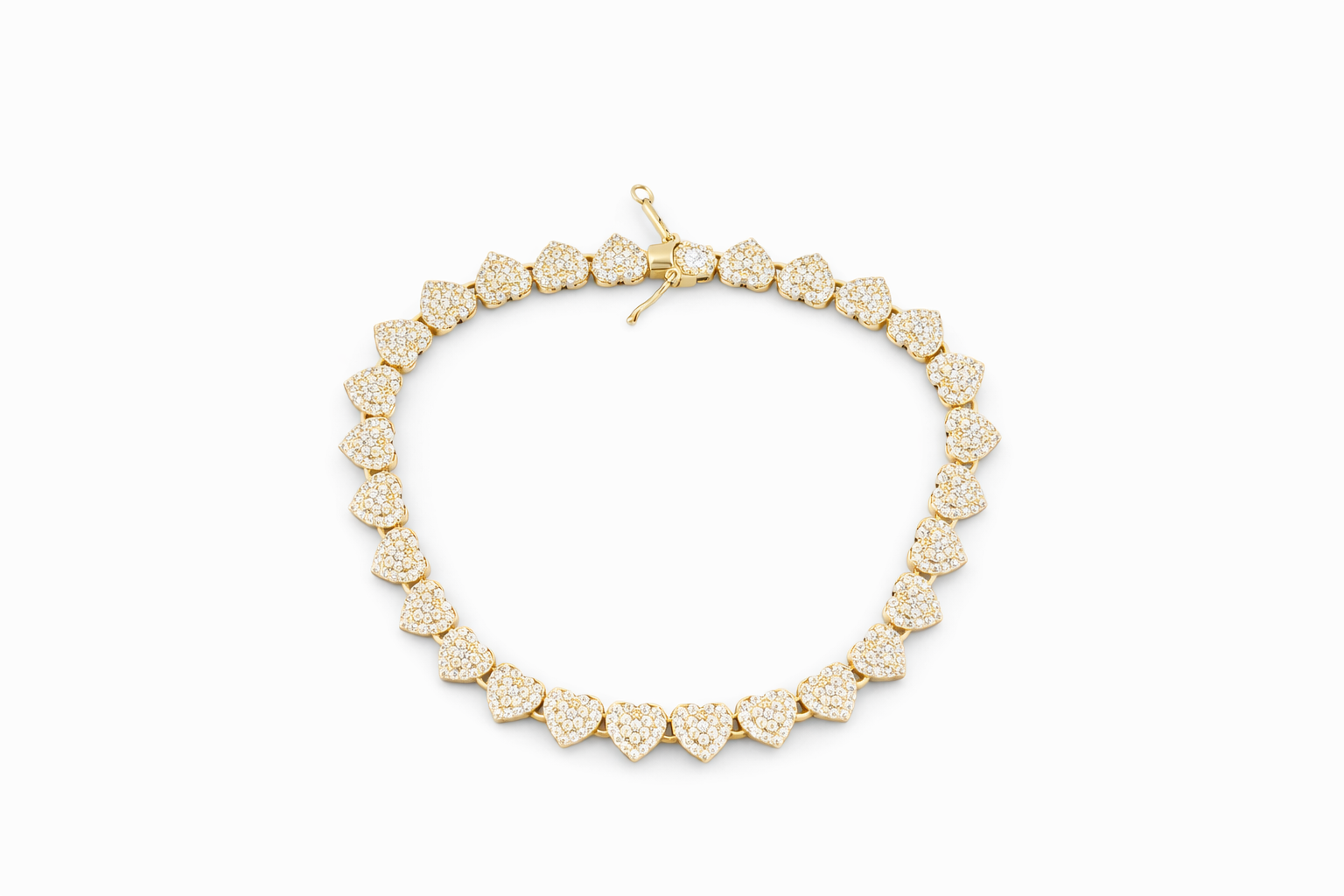 10K ELEGANT CZ HEARTS BRACELET – 8" – JY Jewelry Wholesale