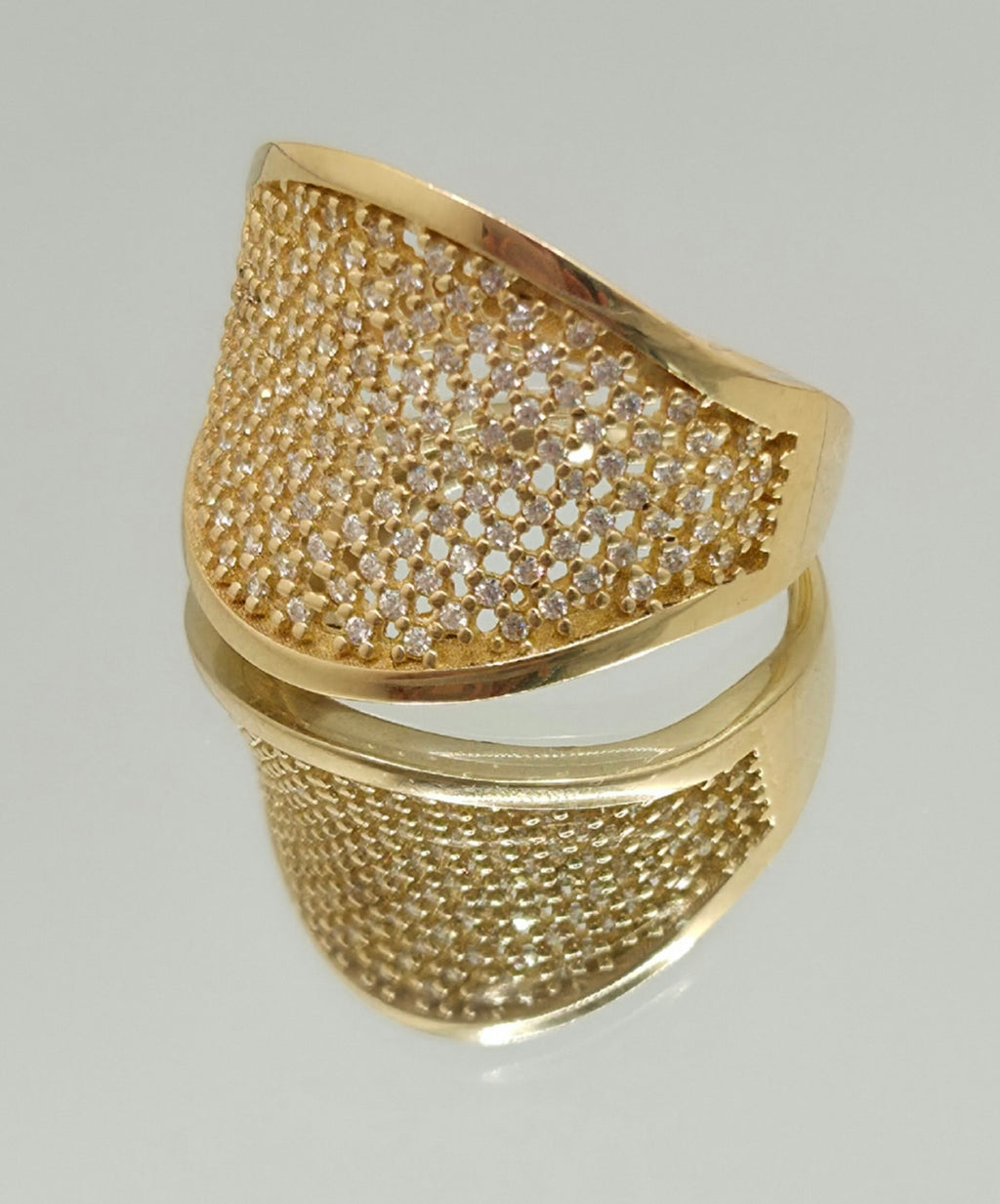 14K CZ NET DESIGN RING – 7 – JY Jewelry Wholesale