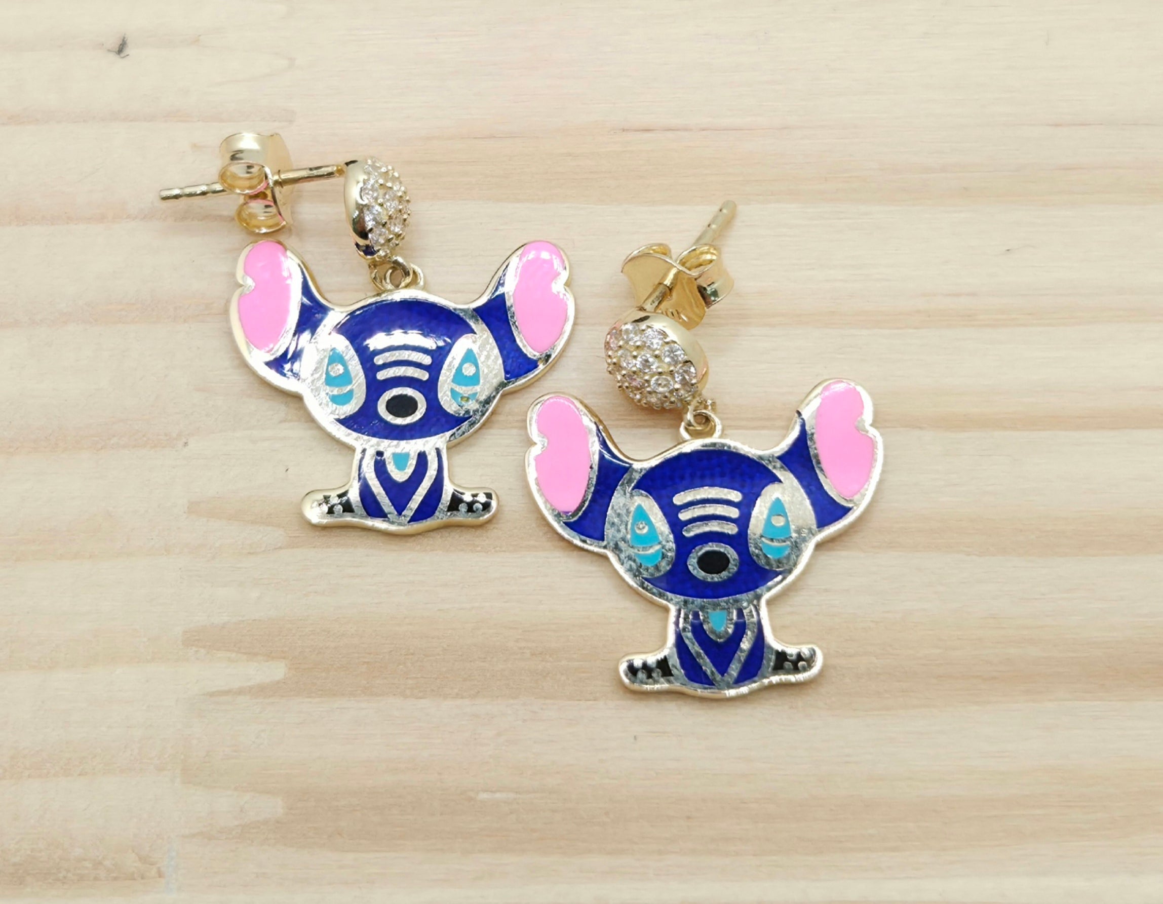 10K BLUE FLAT STYLE STITCH EARRINGS – JY Jewelry Wholesale