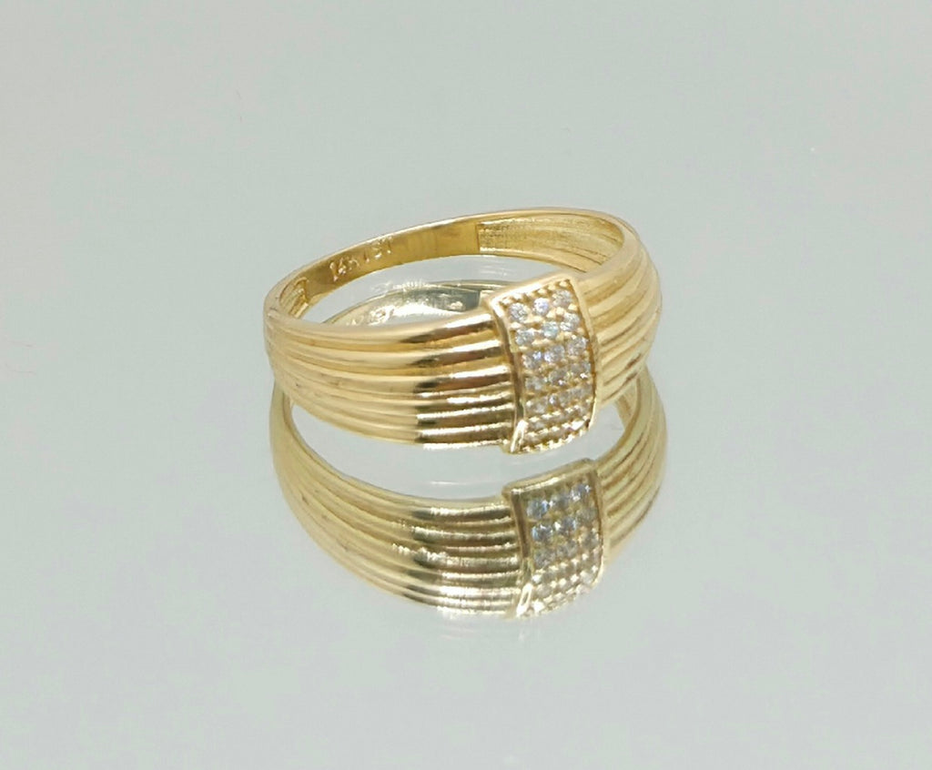 14K CZ SMALL RECTANGULAR VINTAGE STYLE RING – 8 – JY Jewelry Wholesale