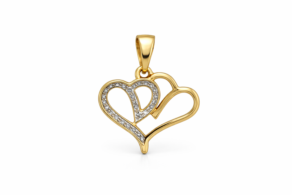 10K DIAMOND TWO HEART SILHOUETTE PENDANT – JY Jewelry Wholesale