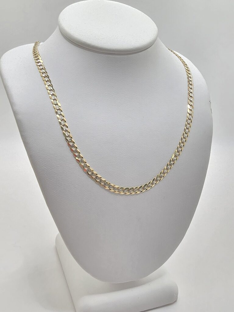 10K TWO TONE CUBAN CURB FLAT CHAIN – 22" 3MM – JY Jewelry Wholesale