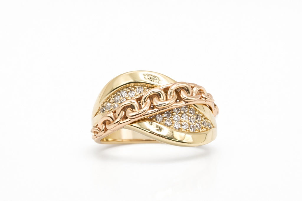 14K ROSE GOLD CHAIN DETAIL DELICATE RING – 8 – JY Jewelry Wholesale