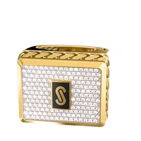 10K WHITE CZ RECTANGULAR CHAIN DETAIL CERTIFIED MONACO RING – 10.5 – JY Jewelry Wholesale
