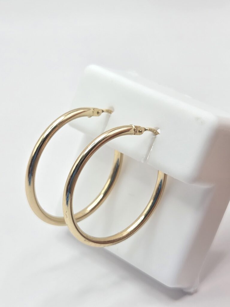 14K FINE PLAIN HOOPS EARRINGS – 3 2MM – JY Jewelry Wholesale