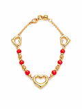 10K HEART SILHOUETTE WITH RED STONES DETAIL BRACELET – 7" – JY Jewelry Wholesale