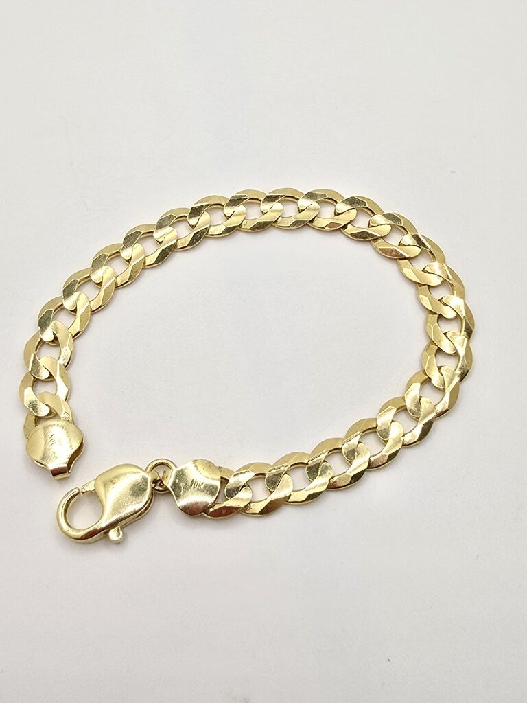 10K CUBAN CURB FLAT BRACELET – 7.5" 8MM – JY Jewelry Wholesale