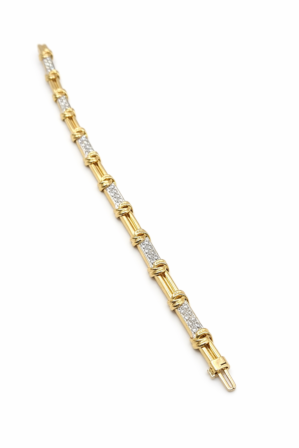 14K ELEGANT KNOT DETAILS YELLOW GOLD AND DIAMOND WOMAN'S BRACELET – 7" – JY Jewelry Wholesale