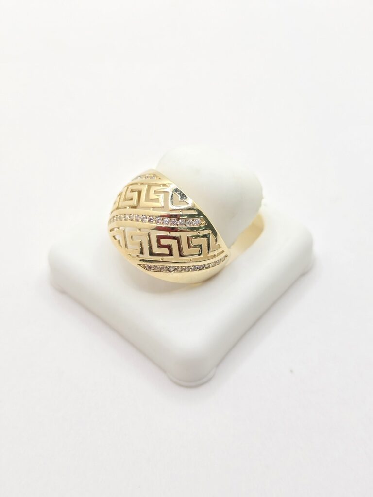 14K MODERN GREEK STYLE RING WITH ZIRCONIA – 8 – JY Jewelry Wholesale