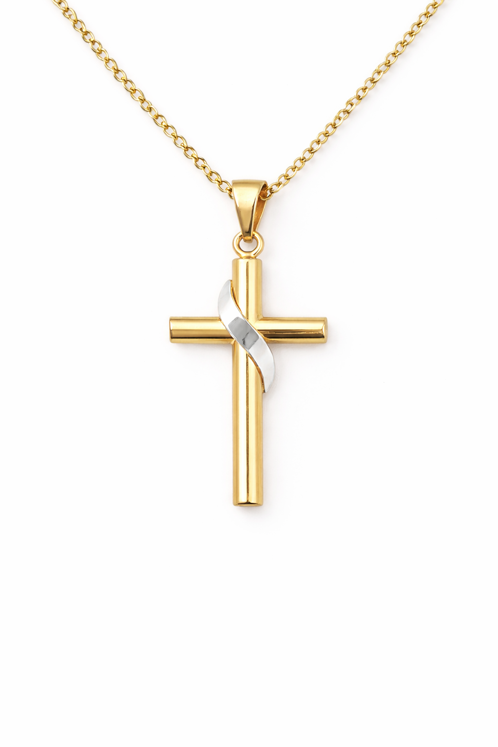 14K SMALL CROSS PENDANT WITH WHITE GOLD DETAIL – JY Jewelry Wholesale