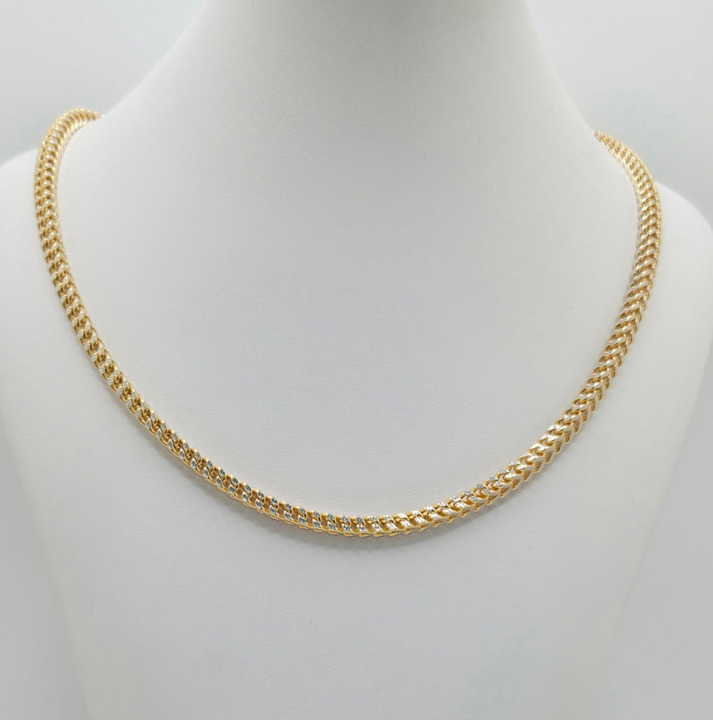 10K TWO TONE HOLLOW FRANCO – 4MM 20" – JY Jewelry Wholesale