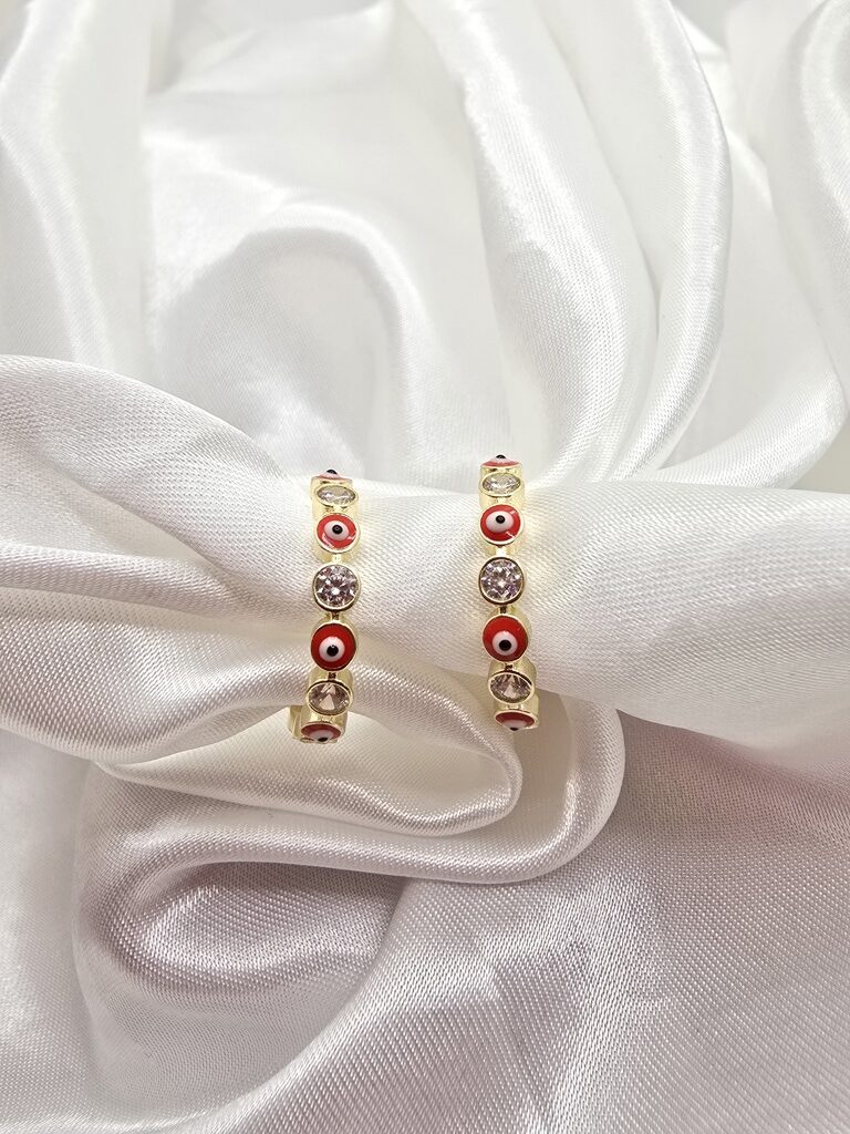 14K SMALL RED EYES HOOPS EARRINGS – JY Jewelry Wholesale