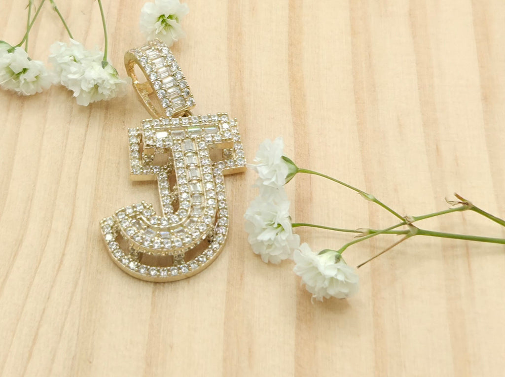 10K MEDIUM CZ "J" LETTER PENDANT – JY Jewelry Wholesale