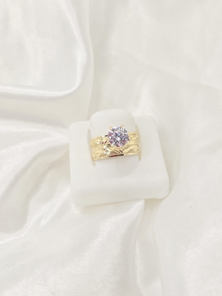 10K HOLLOW WOMEN'S ENGAGEMENT RING WITH ASTERISK DESIGN – 7 – JY Jewelry Wholesale