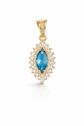 10K VINTAGE OVAL CZ SKY BLUE STONE PENDANT – JY Jewelry Wholesale