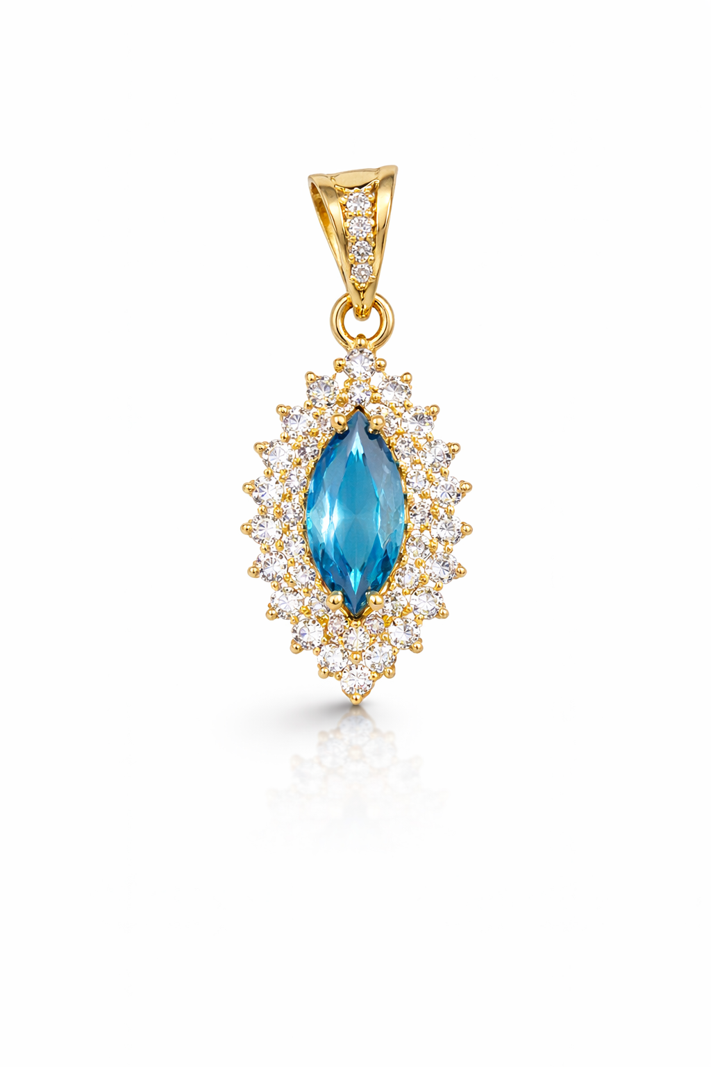 10K VINTAGE OVAL CZ SKY BLUE STONE PENDANT – JY Jewelry Wholesale