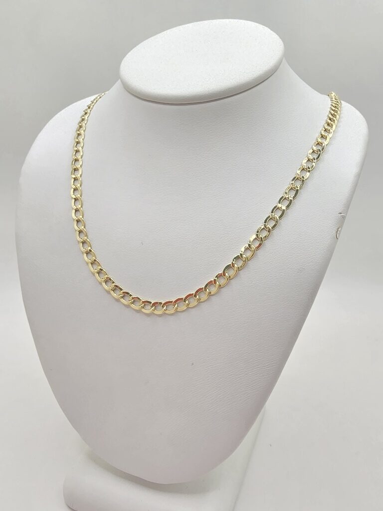 10K HOLLOW CUBAN CURB FLAT CHAIN – 16" 3.5MM – JY Jewelry Wholesale