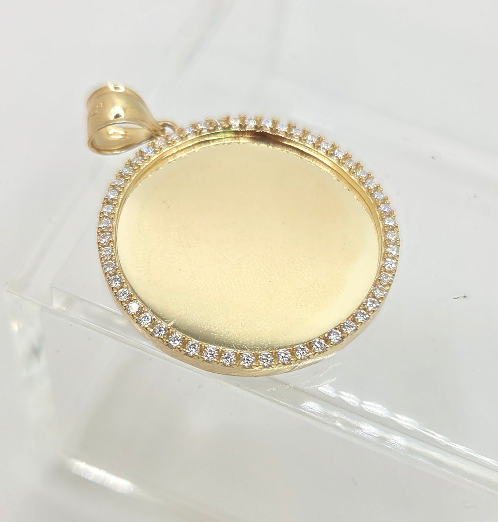 14K CZ FRAME ROUND MEMORIAL PENDANT – 31mm X 31mm – JY Jewelry Wholesale