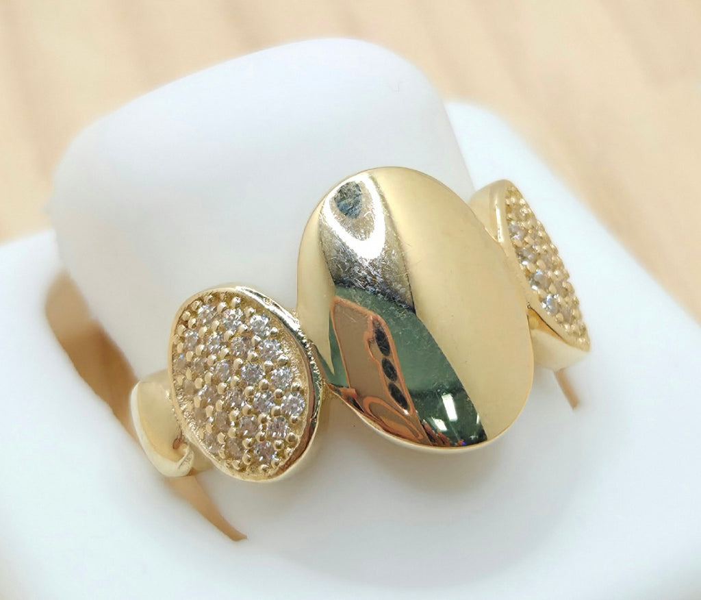 14K CZ FLAT OVALS RING – 7 & 8 – JY Jewelry Wholesale