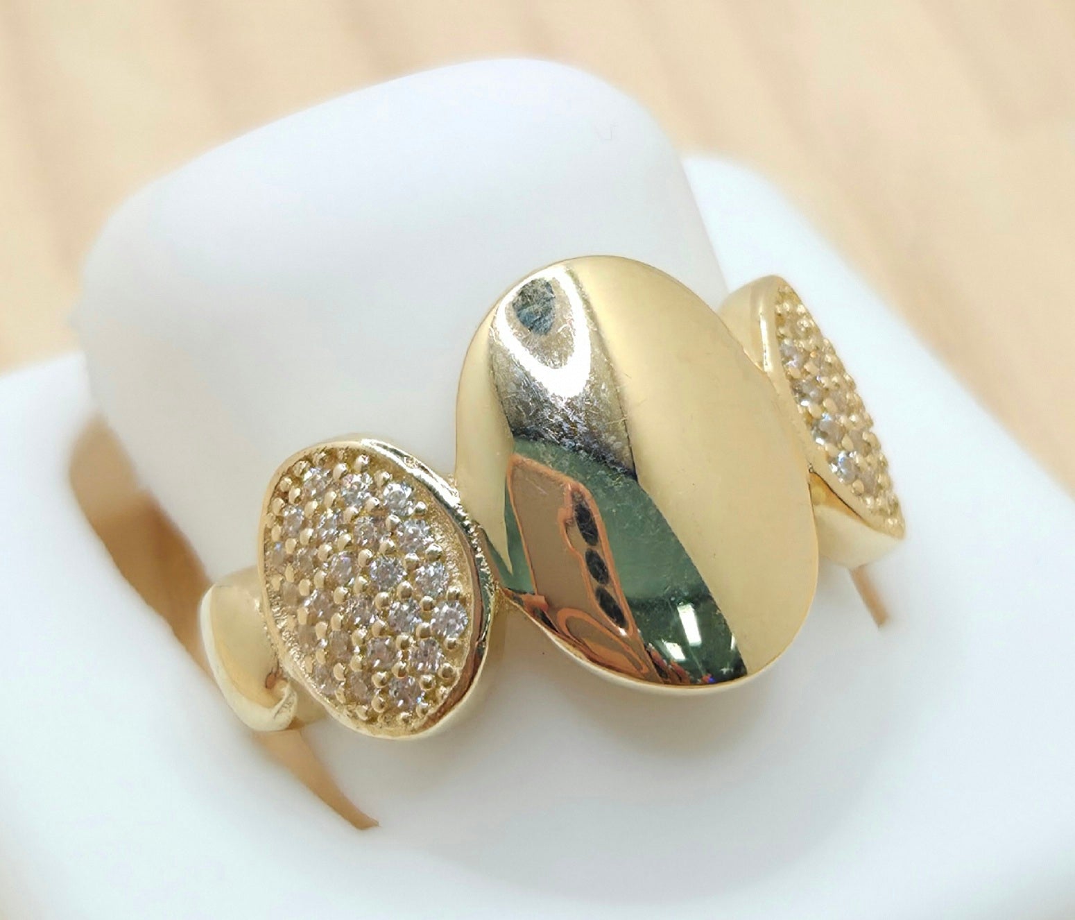 14K CZ FLAT OVALS RING – 7 & 8 – JY Jewelry Wholesale