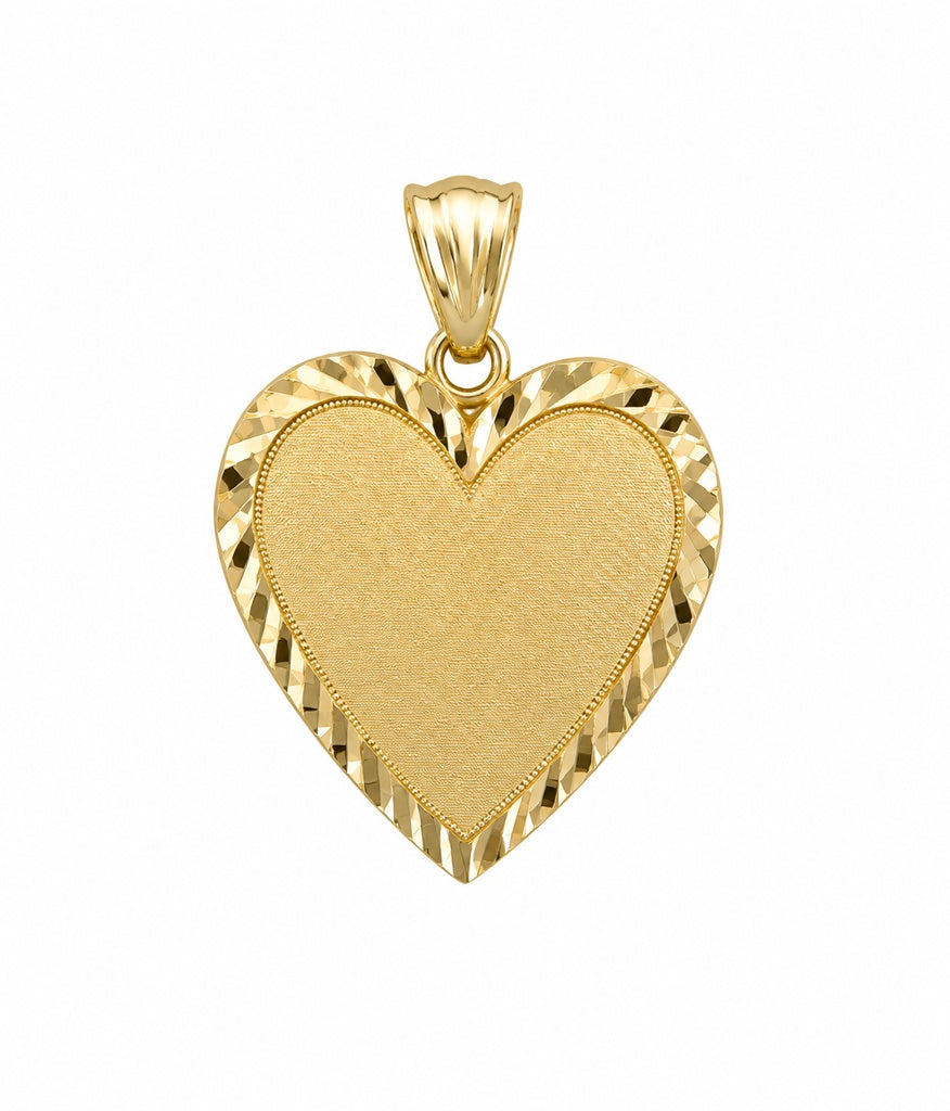 10K DIAMOND CUT FRAME HEART MEMORIAL PENDANT – LARGE – JY Jewelry Wholesale