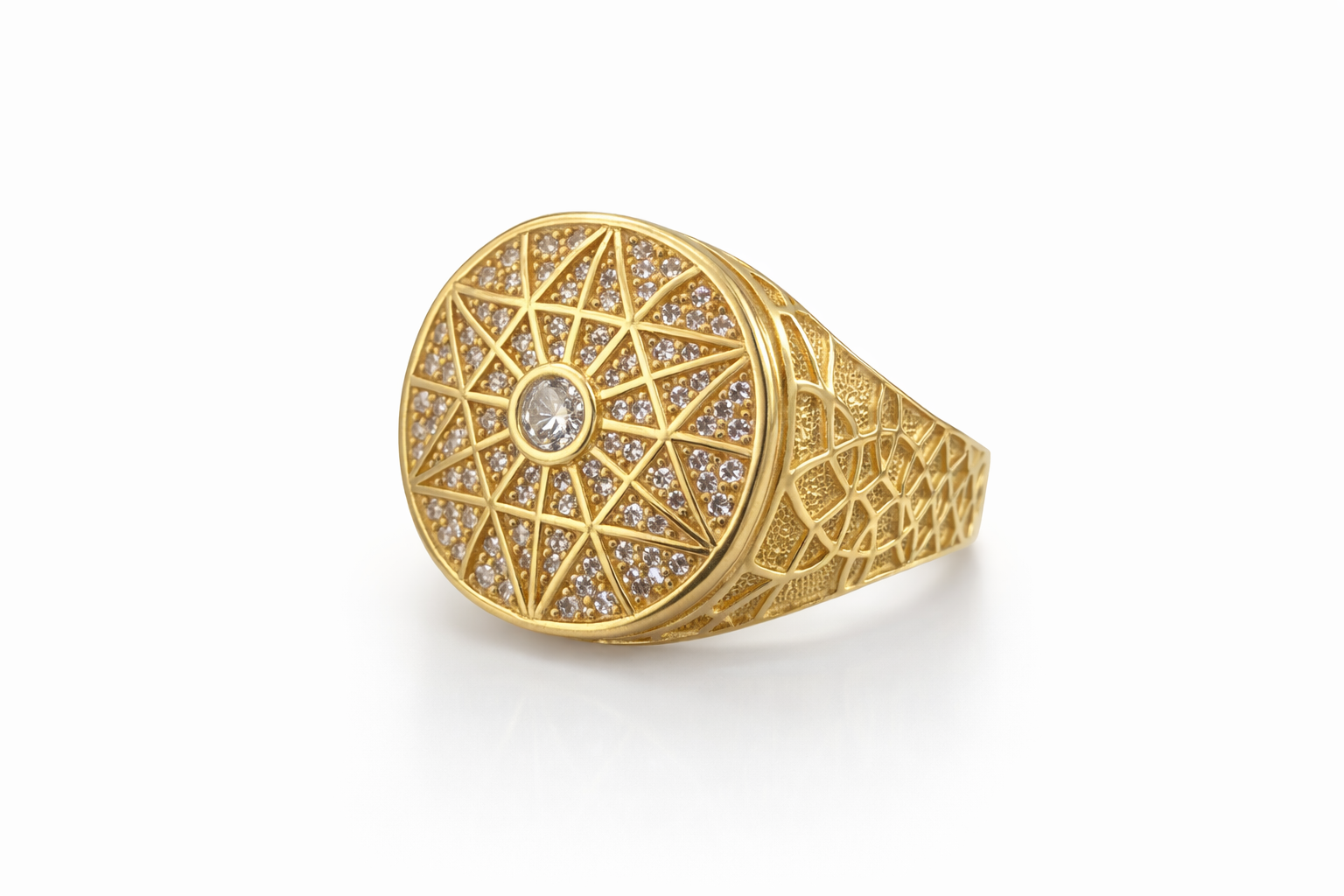 14K ROUND STONE DETAIL ROSETTA MAN'S RING – 11 – JY Jewelry Wholesale
