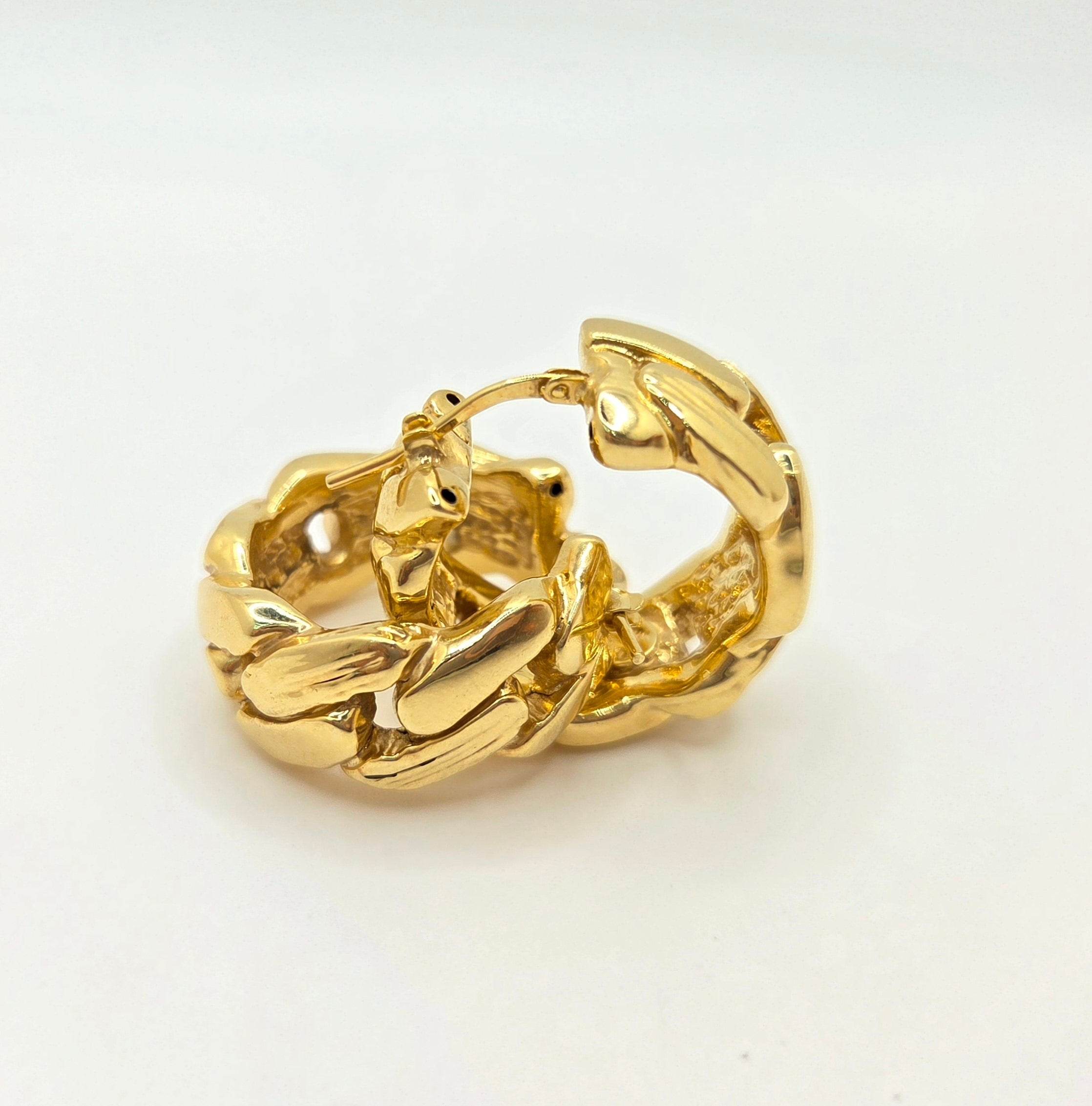 10K EDGE CHAIN STYLE HOOPS EARRINGS – JY Jewelry Wholesale