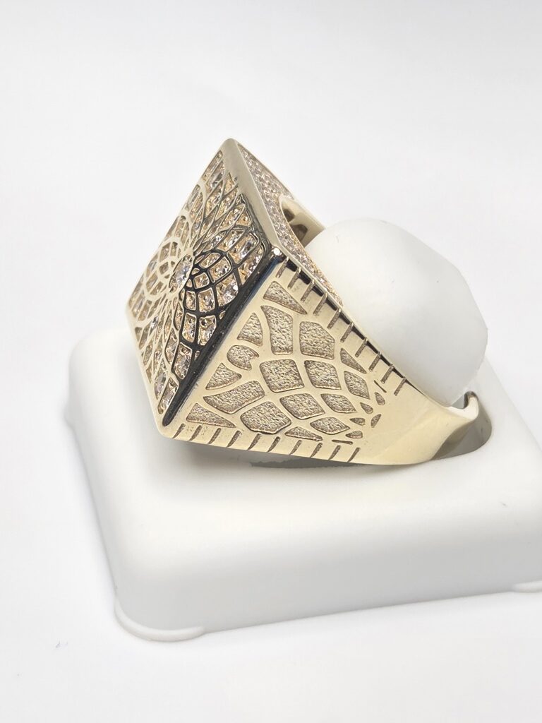 10K MANDALA DESIGN RECTANGULAR ROSETTA MAN'S RING – 12 – JY Jewelry Wholesale