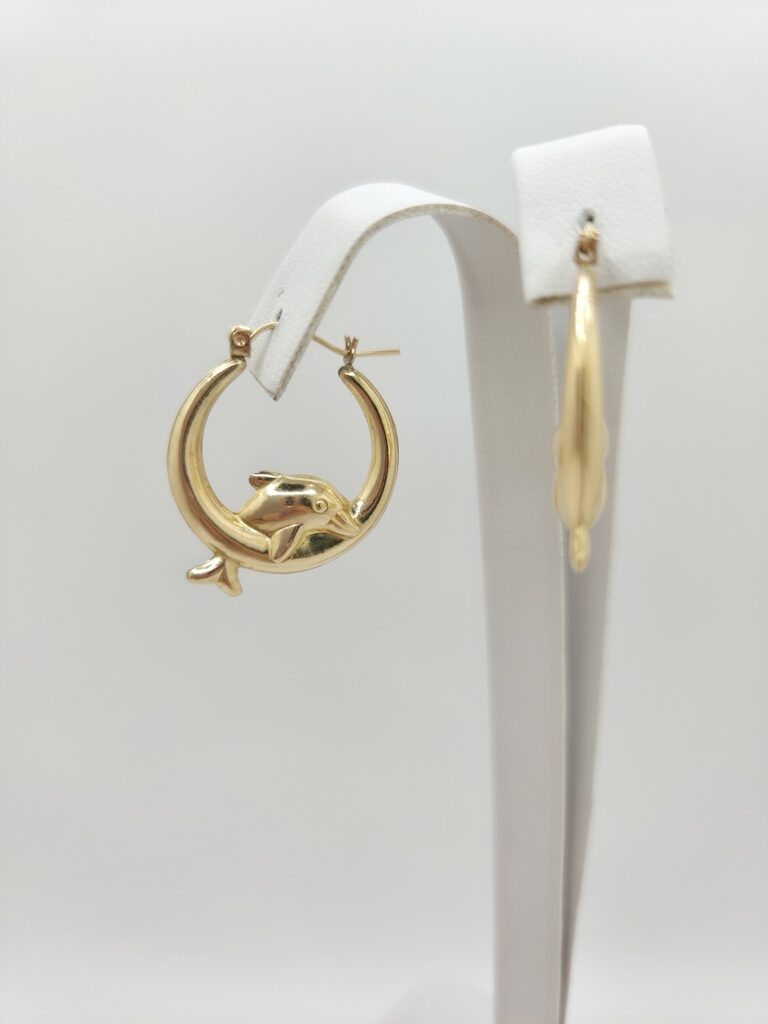 10K DOLPHIN DETAIL HOOPS EARRINGS – JY Jewelry Wholesale