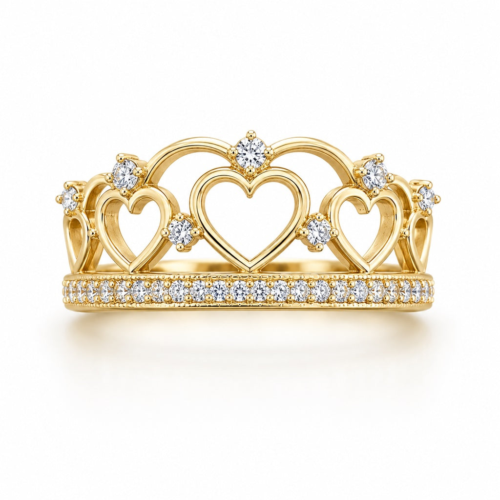 14K DELICATE HEARTS CROWN RING – 7 – JY Jewelry Wholesale