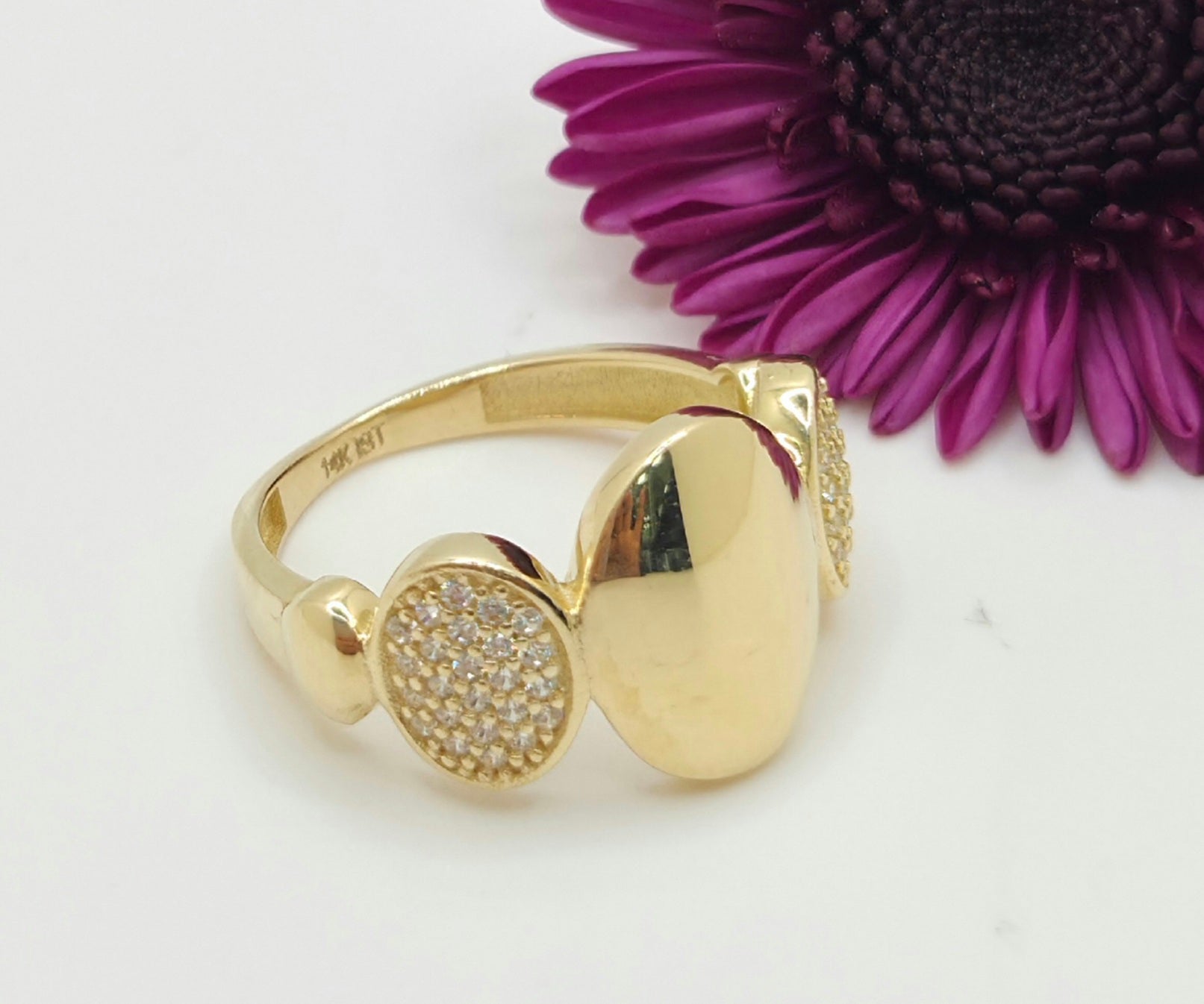 14K CZ FLAT OVALS RING – 7 & 8 – JY Jewelry Wholesale