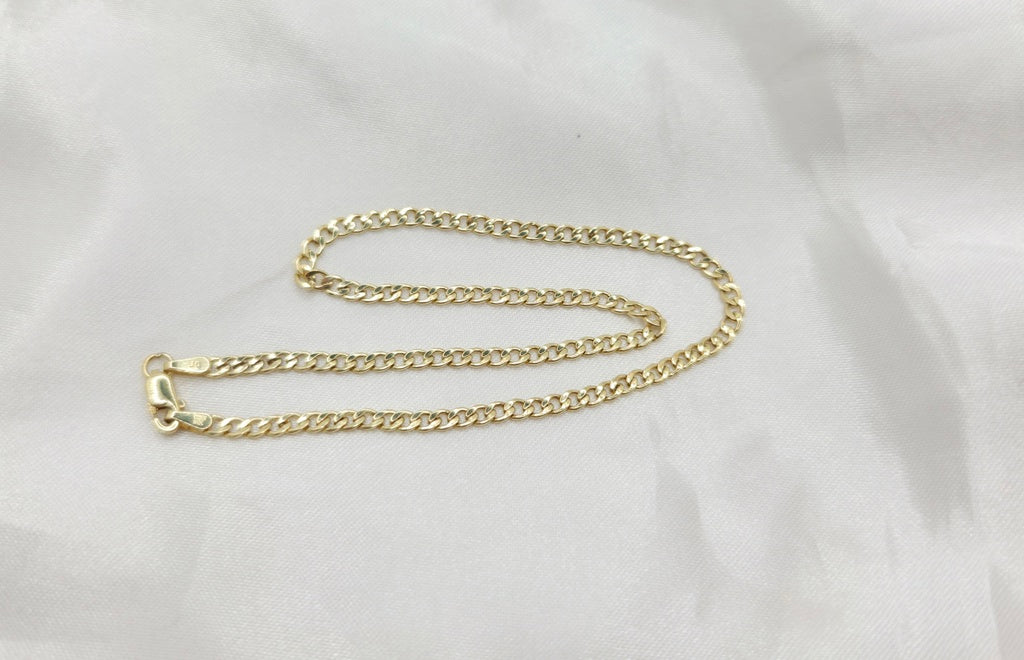 10K HOLLOW CUBAN CURB FLAT ANKLET BRACELET – 2.5MM 10" – JY Jewelry Wholesale