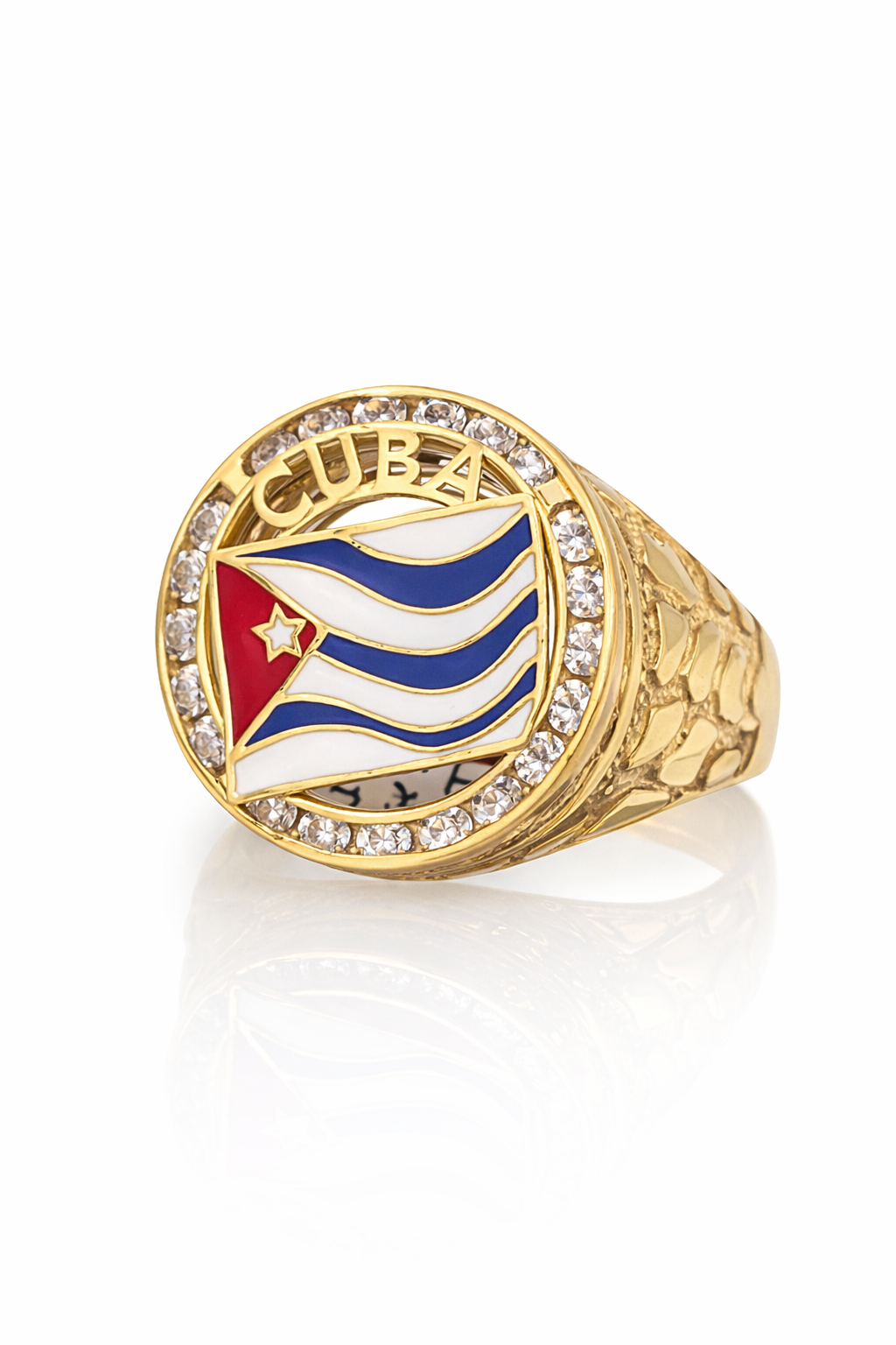 10K CUBAN FLAG RING WITH NUGGET DETAILS – 10 – JY Jewelry Wholesale