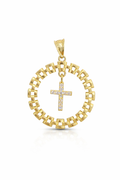 10K ROUND PENDANT WITH CROSS PENDANT IN THE CENTER – JY Jewelry Wholesale