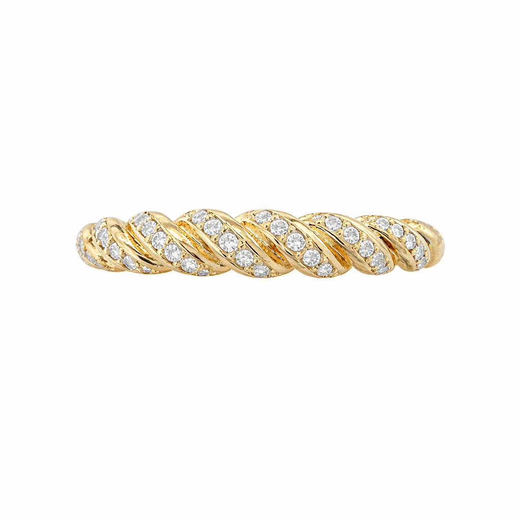 14K BEAUTIFUL ROPE RING WITH CZ DETAILS – 7 – JY Jewelry Wholesale