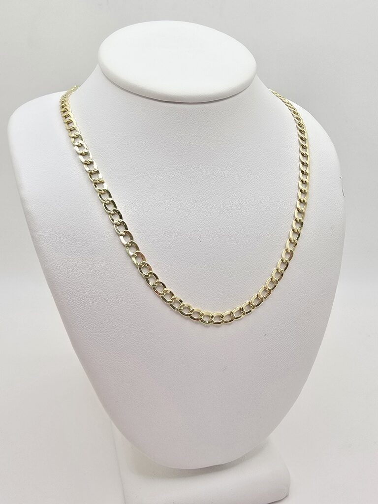 10K HOLLOW CUBAN CURB FLAT CHAIN – 16" 3.5MM – JY Jewelry Wholesale