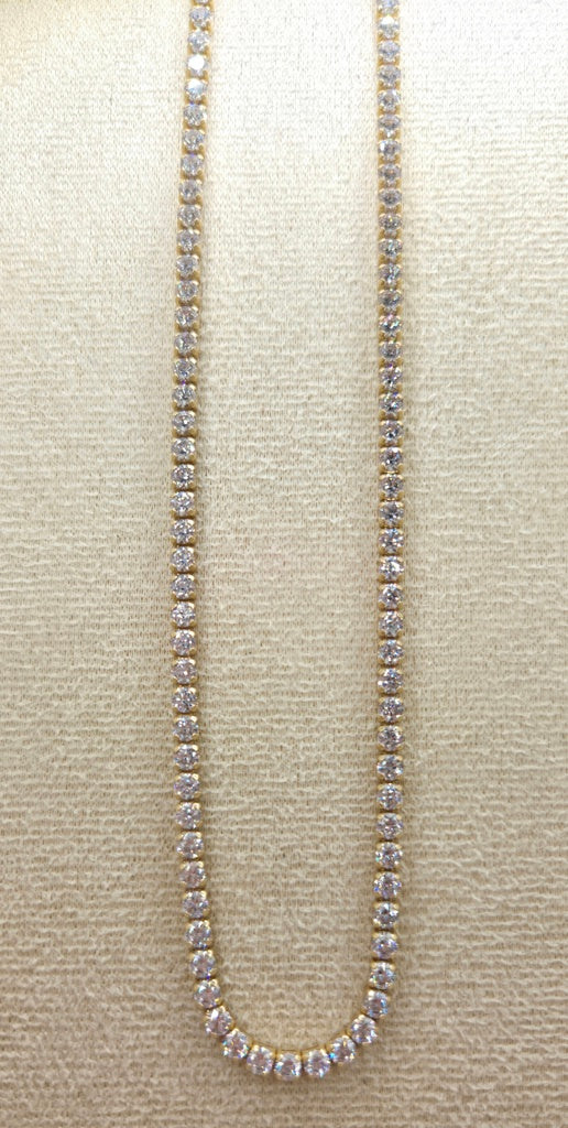 10K TENNIS STYLE NECKLACE CZ – 22" 3MM – JY Jewelry Wholesale