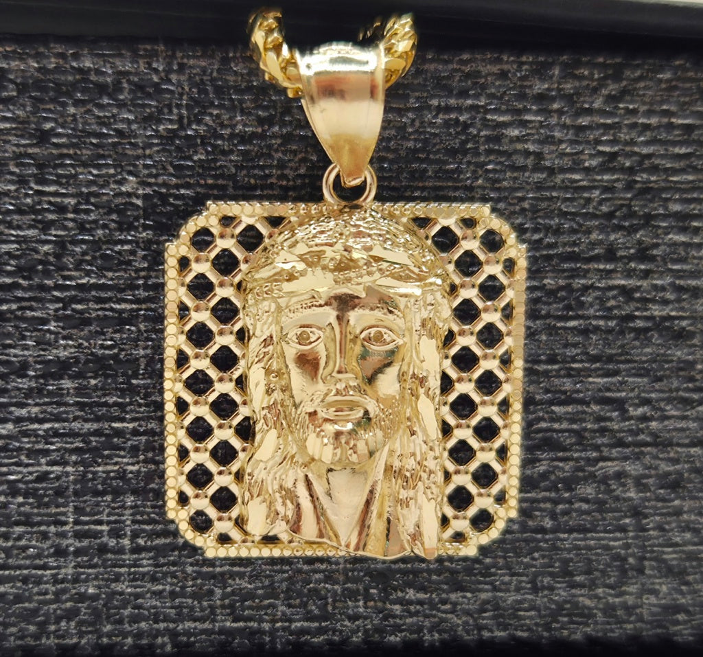 10K MEDIUM SQUARE NET BACKGROUND JESUS FACE – JY Jewelry Wholesale