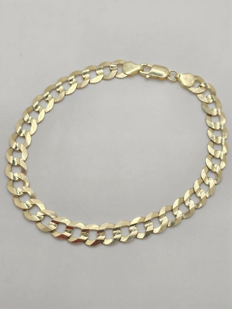 10K SOLID CUBAN CURB FLAT BRACELET – 9" 7MM – JY Jewelry Wholesale