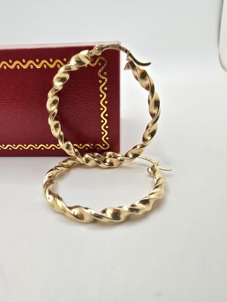 10K ROPE DESIGN TWISTED HOOPS EARRINGS – 3MM – JY Jewelry Wholesale